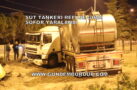 SÜT TANKERİ REFÜJE GİRDİ ŞOFÖR YARALANDI