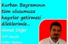 CHP Gençlik Kolları Başkanı Ahmet Döğer Bayram Mesajı